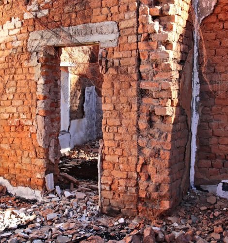 The remaining of an old building torn down to the ground